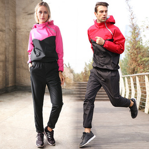 Ensemble de sport deux pièces à capuche pour homme grande taille, avec taille élastique, pour la course, la maison, le <span class=keywords><strong>sauna</strong></span>, la sudation, la perte de poids et la boxe - Product Image 2