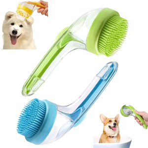 Brosse de bain à long manche JC avec tête à pression pour chats et chiens, brosse multifonctionnelle pour le nettoyage, le massage et le gommage (couleurs) - Product Image 2