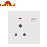 Prise murale électrique OEM à structure robuste, 1 poste, 15A, 3 broches rondes, avec interrupteur et voyant néon