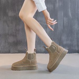 Botas de Nieve Chelsea de Invierno Cálidas de Alta Calidad con Suela Gruesa, Parte Superior de Gamuza, Forro de Piel Artificial, Botas Chelsea Cálidas para Mujer - Product Image 4