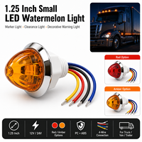 Luz LED de 1.25 Pulgadas Tipo Sandía, 12V 24V, Roja y Ámbar, para Camiones y Remolques, Luz de Posición Lateral
