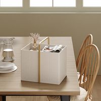 Panier à linge pliable en tissu Oxford avec cadre en bambou, 65L, avec poignées confortables pour le rangement des vêtements et des jouets