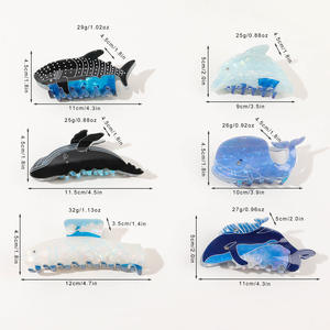 Nouvelles pinces à cheveux requin et dauphin, design personnalisé, grande taille, série Océan, accessoires pour cheveux pour femmes - Product Image 2