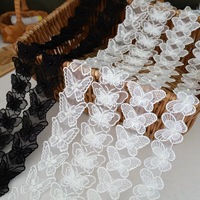 Nouvelles appliques de fleurs en dentelle brodée papillon en organza double couche avec perles, autocollants en tissu pour vêtements, accessoires de voile de mariée DIY