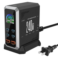 Estación de Carga de Escritorio de 240W con 4 Puertos USB C y 2 Puertos USB A, Hub de Carga Rápida GaN para Laptop, Samsung, iPad Pro