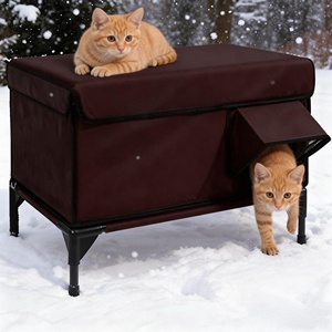 Abri pour <span class=keywords><strong>chat</strong></span> imperméable et coupe-vent pour grands chats errants, maison isolée et résistante à l'hiver, motifs personnalisables DEMDOM - Product Image 3