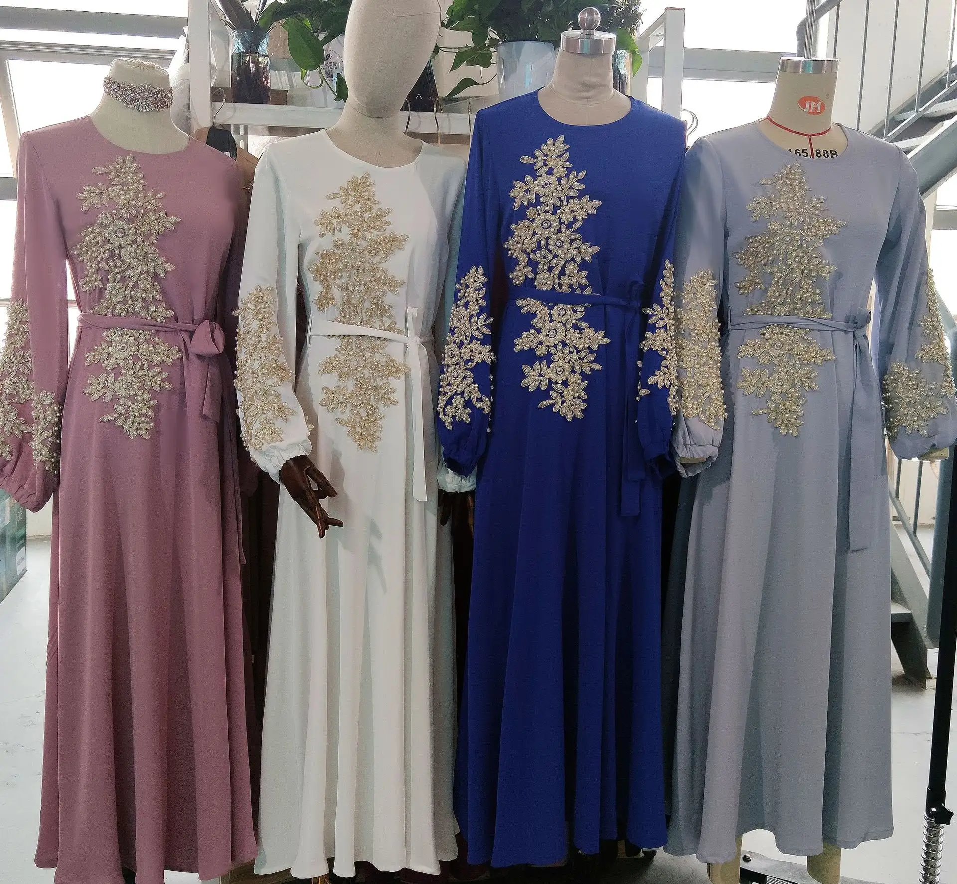 Vestido largo personalizado musulmán para mujer, vestido elegante de manga larga con corte en A, árabe, turco, Abaya, Dubai, marroquí, caftán