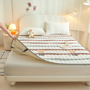 Protector de colchón Protector de cama de algodón puro Acolchado Sábana de cama de algodón completo Impreso Múltiples colores Suave Cómodo - Product Image 3