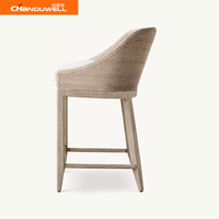 Chaise de bar en tissu avec structure en bois massif, durable et stable, design moderne pour bar à domicile, salle à manger, usage commercial
