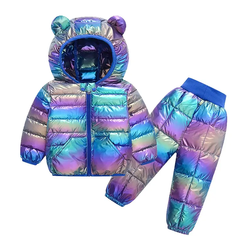 Hao Baby Nieuwe Kinderen Donsjack Lichtgewicht Pak Midden En Kleine Jongens En Meisjes Innerlijke Blaas Broek Twee-delige Set Winter