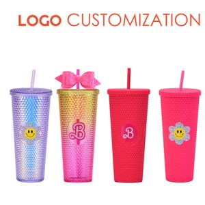 Vaso Mezclador Personalizado con Logotipo para Café Helado, Bebidas Frías, 24oz, Vaso de Plástico Colorido con Tapa y Pajita - Product Image 4