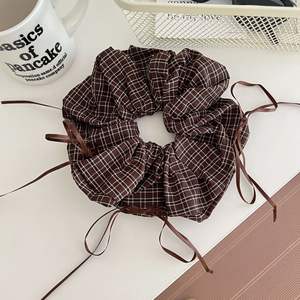 Élastique à cheveux avec nœud en ruban à carreaux de style coréen, bandeau élastique, accessoires pour cheveux pour femmes - Product Image 5