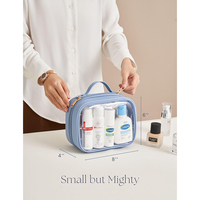 Sac de toilette transparent en PU personnalisé en gros, trousse de maquillage étanche pour voyage, pochette de toilette transparente portable