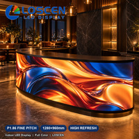 Comptoir d'accueil LED incurvé d'intérieur P1.86 1280x960mm, affichage couleur pour hall d'hôtel