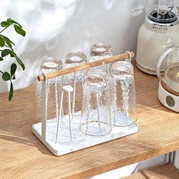 Barre de bureau poignée en métal bois 6 bouteilles de café en verre tasse sèche-linge rangement présentoir support pour armoire