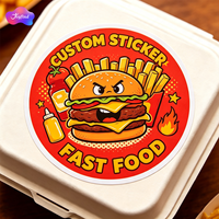 Özel Gıda Etiketi Dijital Baskı Rulosu Logolu Yuvarlak Etiket Hamburger Fast Food Ambalaj Etiketleri Gıda Kabı Kapağı için