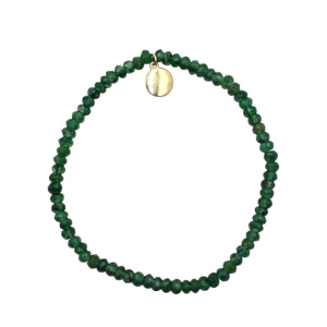 กำไลข้อมือลูกปัดสเตอร์ลิงสีเขียวแบบเหลี่ยมเพชรพลอยควอตซ์สร้อยข้อมือลูกปัดแบบยืดได้ป้ายเงินทองแบบกำหนดเองเครื่องประดับของขวัญสำหรับเดือนเกิด - Product Image 1