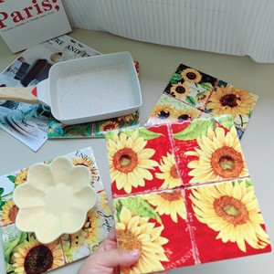 Napperon en céramique Surface Liège Sole Pot Tapis Isolation Tapis Antidérapant Bol Tapis Tournesol Tournesol Peinture à l'huile Style Napperon - Product Image 2