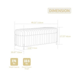 Panca contenitore moderna OEM in pelliccia sintetica con coperchio ribaltabile e gambe in metallo nero, poggiapiedi per fondo letto, per soggiorno, ingresso, dormitorio, camera da letto - Product Image 6