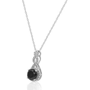 Collar con colgante de diamantes Infinity de 0.87 quilates redondos negros de fantasía oscuros en oro blanco de 10 quilates para mujer - Product Image 2