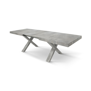 Extendable Dining <b>Table</b> Cement Gray 160x90 Mdf Base Melamine <b>Top</b> Internal Use - Product Image 2