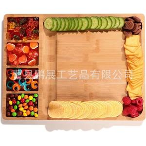 Pengzhan Wooden Divided <b>Tray</b> 45x35cm Multifunctional Serving Platter For <b>Snacks</b> Fruits And Meals - Product Image 5