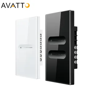 AVATTO Tuya Wifi Interruptor de luz dimmer inteligente Alexa Google Home 1 2 Gang Tuya Us Interruptor padrão Wifi dimmer