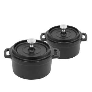 Ensemble de 5 casseroles <span class=keywords><strong>en</strong></span> <span class=keywords><strong>fonte</strong></span> émaillée <span class=keywords><strong>grande</strong></span> capacité, résistantes aux hautes températures, pour braiser et mijoter, antiadhésives - Product Image 3