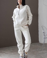 Ensemble de survêtement décontracté pour femme automne-hiver 2026 : sweat à capuche et pantalon de jogging en molleton de couleur unie, deux pièces
