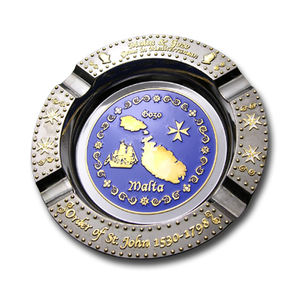 Metal 3D Antique Silver Round <b>Ashtray</b>, Madeira Travel Souvenir Cigar <b>Ashtray</b> - Product Image 4