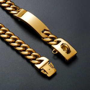 Accesorios para perros Rarewe, <span class=keywords><strong>Collar</strong></span> de acero inoxidable de 18MM, <span class=keywords><strong>Collar</strong></span> de perro de lujo duradero, etiqueta de identificación grabada con Texto personalizado, <span class=keywords><strong>Collar</strong></span> de perro de cadena cubana - Product Image 2