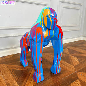 Abstrait gorille King Kong oeuvre dessin animé sculpture galvanisée chrome fluide <span class=keywords><strong>peinture</strong></span> exposition d'art - Product Image 1