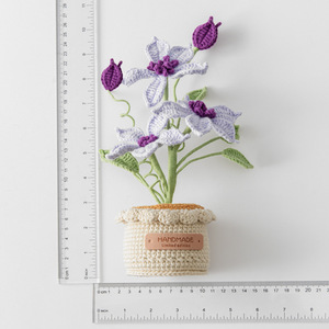 Haute qualité fleur artificielle bureau bureau ornement Crochet clématite laine plante en pot à la main bonsaï décor à la maison fleur - Product Image 4