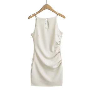 Vestido de Primavera Estilo Francés con Diseño Plisado Calado, Cintura Ajustada, Ajuste Ceñido a la Cadera, Antiestático, Sin Mangas, Cuello Alto - Product Image 2