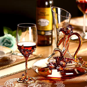 Ensemble de verres à vin rouge transparent de luxe en cristal doré <span class=keywords><strong>Iris</strong></span> <span class=keywords><strong>Tectorum</strong></span> porte-bouteille carafe avec gobelet flûte - Product Image 4