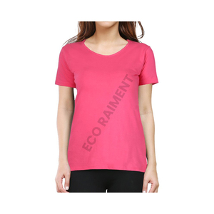 Camiseta lisa de manga corta personalizada de alta calidad antiarrugas de secado rápido con logotipo impreso digital de algodón y LICRA para mujer - Product Image 1