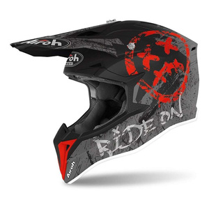 Casco da Moto Airoh Wraap Youth Cross Grigio Nero Rosso Taglia S in Termoplastica - Product Image 1