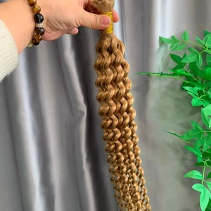 CF357 # 27 mèches de tresses pré-bouclées au crochet style bohème, ondulées, de 8 mm, <span class=keywords><strong>avec</strong></span> cheveux humains, extensions de cheveux à tresser, cheveux vietnamiens en vrac - Product Image 3
