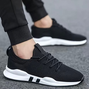 ฤดูใบไม้ร่วงผู้ชายรองเท้ากีฬาลำลองพื้นรองเท้าหนาซุปเปอร์ไฟน์ไฟเบอร์ตาข่ายซับสีทึบระบายอากาศได้ดีรองเท้ากีฬาแบบผูกเชือก - Product Image 4