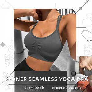 Women's Redner Lightweight Seamless Breathable Yoga Sports Bra U-<b>NECK</b> Removable <b>Pads</b> Four-Way Stretch Eco-Friendly Spandex/Nylon - Product Image 2
