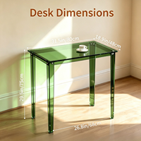 Bureau en acrylique transparent vert moderne sur mesure, bureau d'écriture en lucite transparente, table en acrylique pour bureau à domicile et salle d'étude