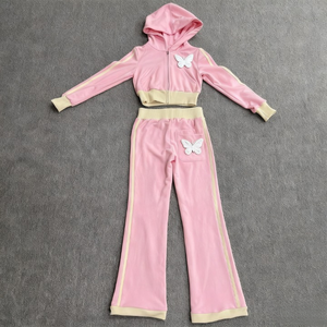 Completi Sportivi Personalizzati da <span class=keywords><strong>Donna</strong></span>: Set Due Pezzi Ricamati <span class=keywords><strong>con</strong></span> <span class=keywords><strong>Felpa</strong></span> <span class=keywords><strong>con</strong></span> <span class=keywords><strong>Cappuccio</strong></span> e Pantaloni a Zampa, <span class=keywords><strong>con</strong></span> <span class=keywords><strong>Zip</strong></span>, Stile Streetwear - Product Image 1