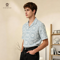Chemise Homme en Dentelle Extensible à Motifs Floraux, 145 g/m², Polyester Spandex, Broderie Cubaine, Chemise de Resort, Largeur 155 cm