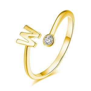 Anillos finos de Plata de Ley 925 chapados en oro para mujer, anillo con letra inicial del alfabeto, ajustable, apilable - Product Image 3