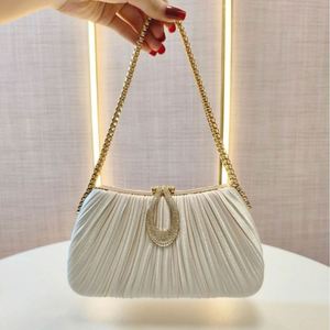 Bolso de Noche para Mujer, Elegante y Moderno, con Forro de Seda, de Poliéster, Color Sólido, Plisado, con Cierre de Seguridad, Ideal para Bodas y Banquetes - Product Image 1