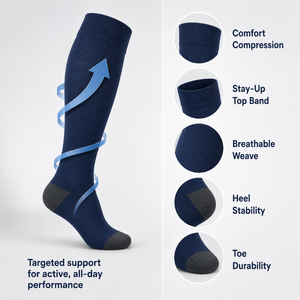 Chaussettes de compression montantes personnalisées avec logo pour hommes et femmes, idéales pour la course, le cyclisme, le soutien athlétique, le sport et les activités de plein air - Product Image 2