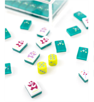 Tuiles de Mahjong Américaines en Acrylique Triple Couche Vert Émeraude et Blanc, Motif Fusion Orientale Coloré, Jeu de Table pour Collectionneurs