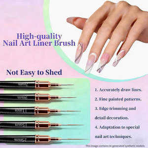 Ensemble de 8 pinceaux pour nail art, 5 pinceaux liner et 3 pinceaux multi-formes pour extensions et motifs délicats sur les ongles - Product Image 2