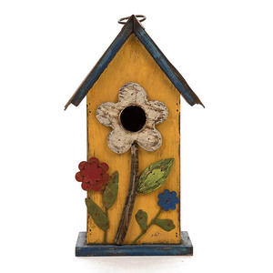 Keramisch Hangend Vogelhuisje Voor Buitentuin Tuin Decoratief Vogelhuisje Met Gele Bloem - Product Image 2
