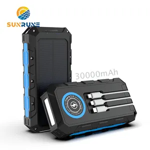 Kostenloses Logo Preis bewertungen 30000 Jump Star Phone Banks Logo LED-Display Gebautes Kabel Solar Power Bank UK Drahtloses Laden